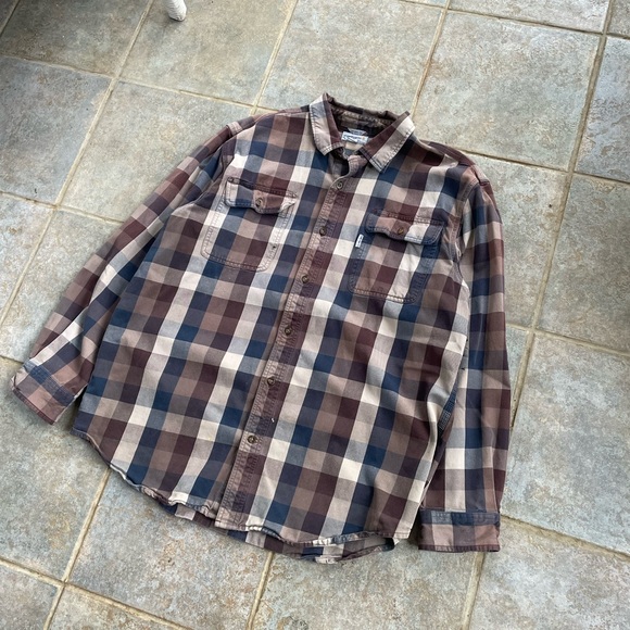 Carhartt Plaid Cotton Work Shirt Size XL Workwear Heavyweight Brown - Picture 2 of 7